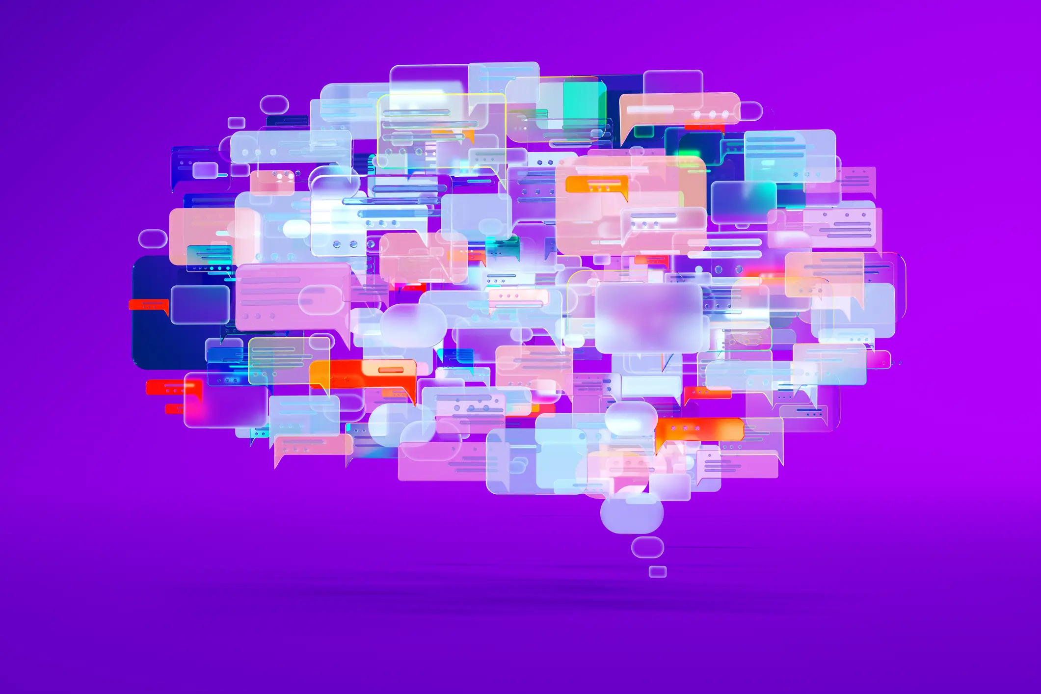 Cerebro de dibujos animados unido por cajas